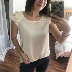 Blouse with Flower Sleeve Detail!